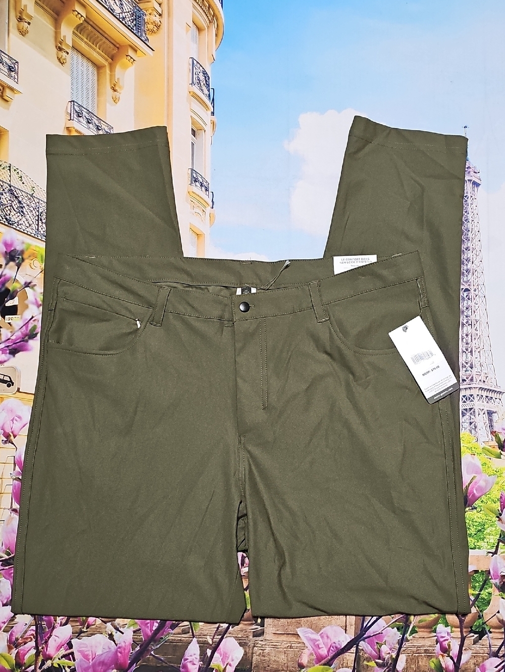 Gaiam Olive Green Commuter Slim Pants Size 36x32 New